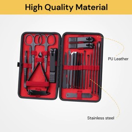 EZONEDEAL Manicure Pedicure Nail Clipper Set - 23 in 1 Stainless Steel Professional Manicure Pedicure Kit,Nail Kit with Black Travel Case