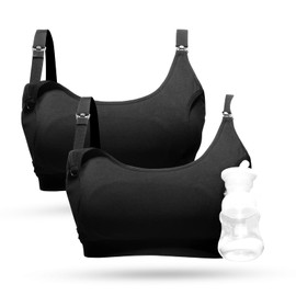 Momcozy Pumping Bra Hands Free 2 Pack Comfortable All Day Wear Pumping and Nursing Bra in One Holding Breast Pump for Spectra, Lansinoh, Medela