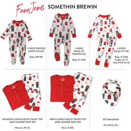 HonestBaby 1-Piece Family Matching Holiday Pajamas Organic Cotton for Men, Women, Kids, Toddlers, Baby Boys, Girls, Unisex Pets, Somethin Brewin, 18 Months