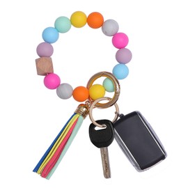 Aoksunova Car Key Ring for Women, Bracelet Car Key Ring with Beads, Tassel Gifts for Women