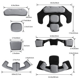 Tactical Helmet Pads, Universal Replacement EX Helmet, Internal Memory Foam Protective Mat for ACH Mich FMA EXF Helmet (Grey & Black)