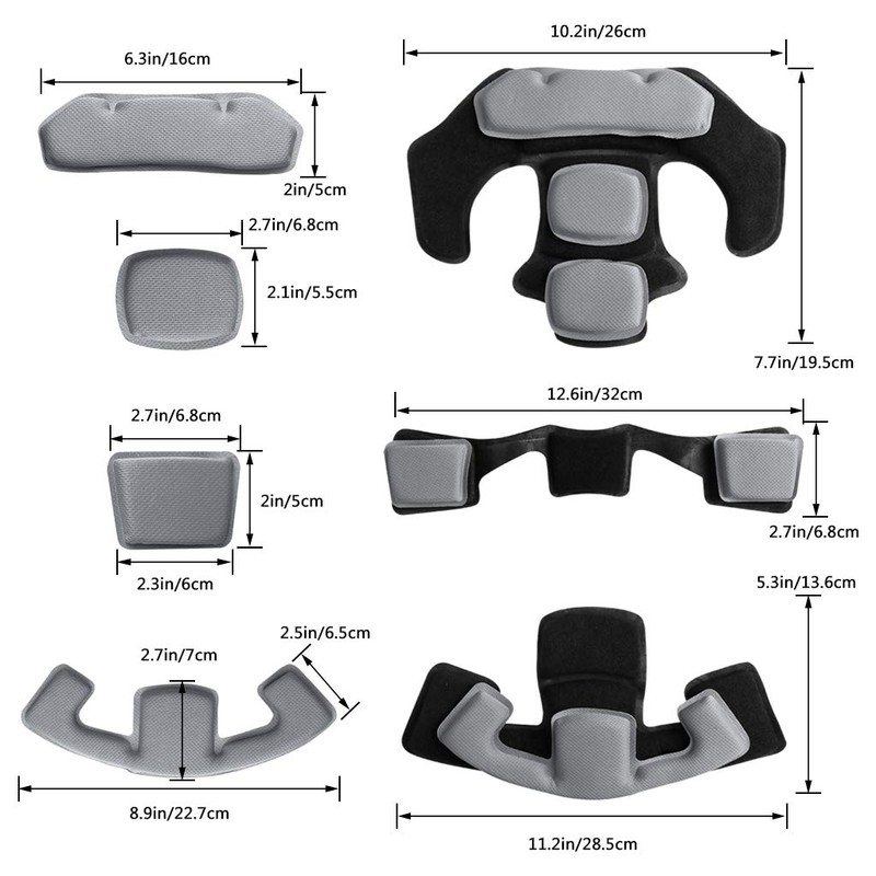 Tactical Helmet Pads, Universal Replacement EX Helmet, Internal Memory Foam