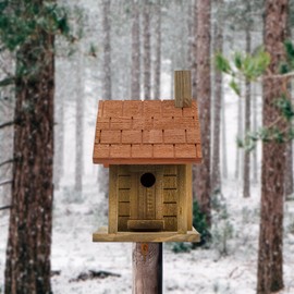 Uncle Dunkels Log Cabin Wren Birdhouse; Artisan-Crafted Wood Shelter for Small Birds
