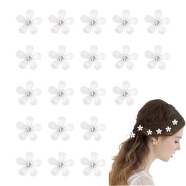 20-teiliges Set mit Mini-Strass-Blumenhaarnadeln, süßen Haarnadeln, Blumenhaarnadeln, exquisiten kleinen Haaraccessoires, geeignet zum Fotografieren, für den Alltag, Partys und Hochzeiten (weiß)
