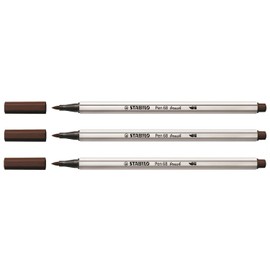 STABILO Set of 3 Felt Tip Pens 68 Brush Brown