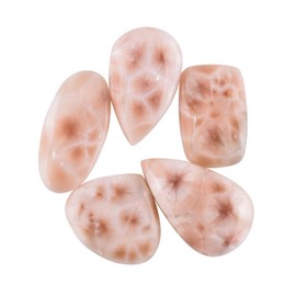 Natural Pink Larimar Stone, Natural Gemstones and Crystals Cabochon Lot, DIY Jewelry Making Loose Gemstones, Chakra Healing Crystals, Wire Wrapping Cabochons, Pack of 5