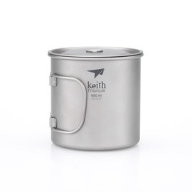 Keith 300ml / 900ml Titanium Cup Outdoor Tableware Camping Travel Foldable Handle Cup (650ml)