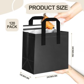 SAMORADREA 120 Pack Insulated Take Out Bags Bulk Thermal Insulation Take Away Bags for Cold/Hot Food for Travel Pizza Coffee Milk Catering Restaurant Picnic