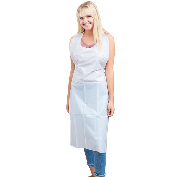 Green Direct White Disposable Aprons for Kitchen Cooking for Men And Women, Pack of 100