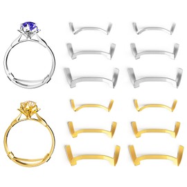 ELETIUO Filled Metal Ring Guard Set for Loose Rings,12 Pack 3 Sizes for Different Band Widths,Invisible Ring Size Adjuster Tightener Spacer Fitter for Any Ring Size,Golden+Silver Color