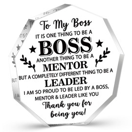 EoffIvan Boss Lady Gifts for Women Men Leader Manager Superior Inspiration Decor Gifts Appreciation Acrylic Plaque Birthday Boss’s Day Farewell Retirement Keepsake
