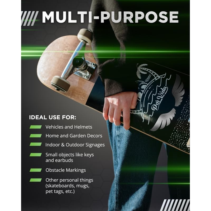 Black Reflective Vinyl Motorcycle Helmet Reflective Stickers 5x30, Made with