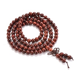 anzhongli Mala Beads Bracelet Necklace for Men Women 6mm 108 Prayer Beads for Meditation Yoga 6mm Natural Wood Beads Elastic Cord (Blood Sandalwood)…