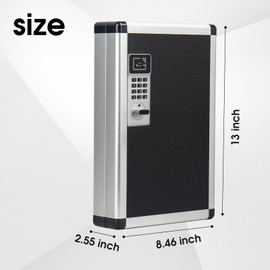 ZORVIDSON Key Lock Box Wall Mount with Code, Key Cabinet with Tags, Key Storage with Hooks for Home (Black, 24 Slots)