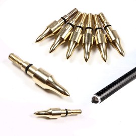 TOPARCHERY 12/24 pcs Broadheads 100 Grain Steel Screw-in Arrowhead Arrow Tips Golden Archery Hunting Practice Arrows (24 X)