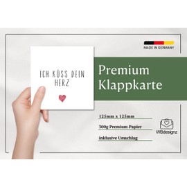 WBdesignz Thank You Card with Envelope - Elegant Thank You Card "I Kiss Your Heart" Thank You Card Stylish Thank You Card (125 x 125 mm)