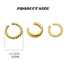 FFWTPY 3 Pairs of Earrings Set, 925 Silver Ear Cuff Set, Helix Cartilage Hoop Earrings, Ear Cuff Without Ear Hole, Wrap Earring, 14K Gold-Plated Earrings, Ear Cuff for Women, Girls, Men, Zinc