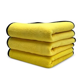 SNOMOZ® 3 x Extra Absorbent Microfibre Cloth Drying Cloth for Car and Motorcycle, 40 x 40 cm, Value Pack, 600gsm Suction Power and Ultra Soft