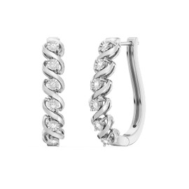 Gilded 1/10 ct. T.W. Lab Diamond (SI1-SI2 Clarity, F-G Color) and Sterling Silver Twist Hinge Hoop Earrings