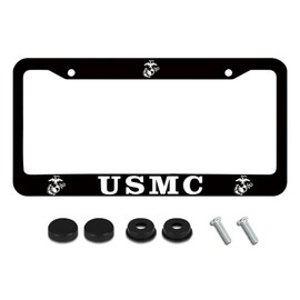 Premium Matte Black Aluminum Alloy License Plate Frame - Universal Fit Car Tag Holder with Rust-Proof Coating, Durable & Stylish Black Metal Plate Bracket (AY-JD-5)
