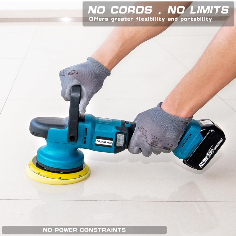 Nichilas Cordless Car Polisher, 6 speeds Brushless Motor Handle Car