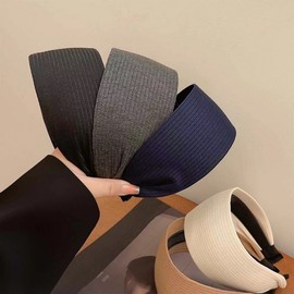 Women's Fitness Sports Style Gray Knit Headband Free Size / Gray Wide Headband - Star Style 15ea