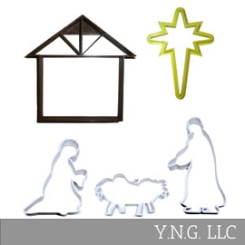 NATIVITY SCENE JESUS MANGER STAR MARY JOSEPH CHRISTMAS SET OF 6 COOKIE CUTTERS MADE IN USA PR1355