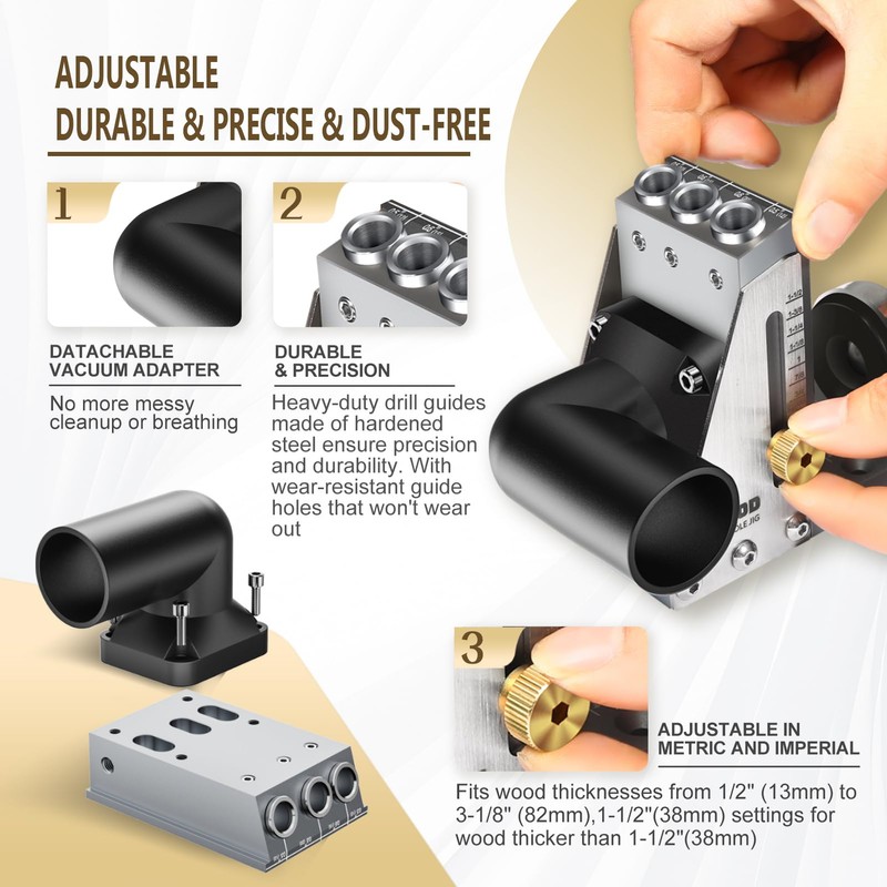 HOWOD Pocket Hole Jig Kit, Professional Metal Pocket Screw Jig