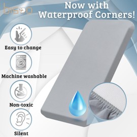 Bisoo The Magic Sheet 24x49 in / 60x125 cm - Fully Waterproof Fitted Sheets 2in1: Jersey Cotton Bed Sheet & Mattress Protector for Cot Beds and Cribs - Soft, Breathable, Silent, Oeko-Tex, Gray