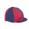Shires Stretch Skull Hat Cover, Silk in Navy/Raspberry. Onesize