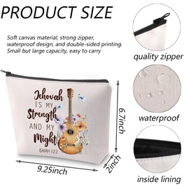 Christian Religious Gift Jehovah is My Strength and My Might Makeup Bag Jehovah's Witness Gift Psalm Makeup Bag JW Baptism Gift (C- Jehovah Strength Bag)