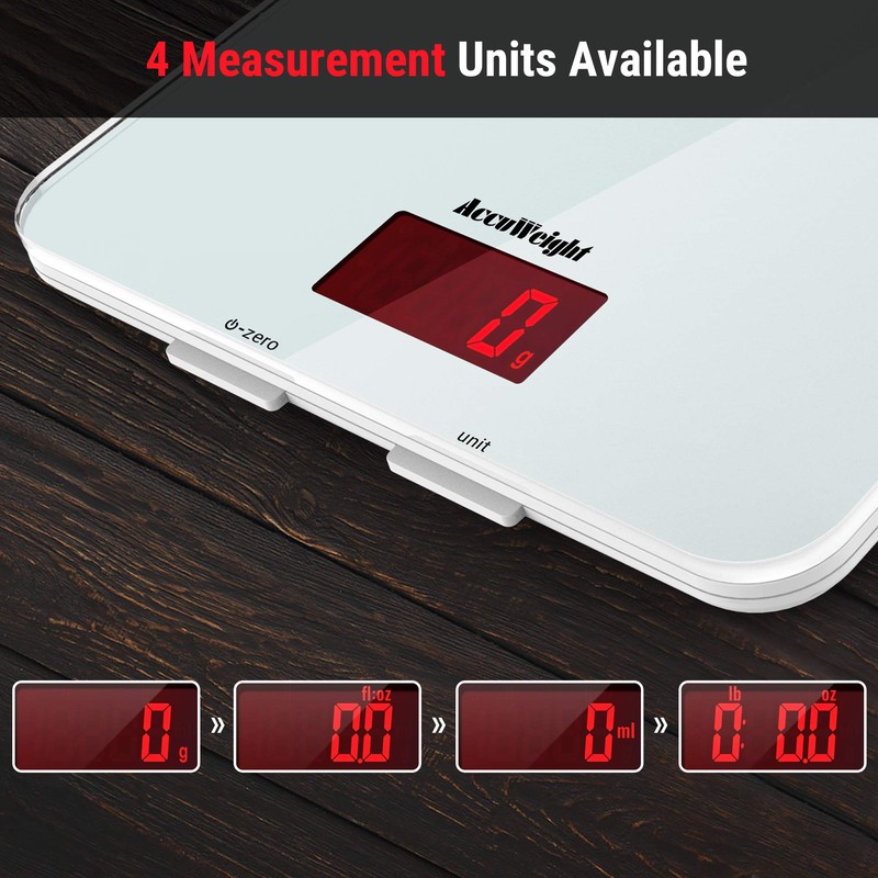 ACCUWEIGHT 201 Digital Kitchen Scales Food Scale with Tempered Glass