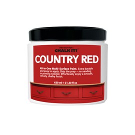 CHALK IT! Paint for Furniture, Ceramic Tiles, Cabinets, Home Decor, Self-Sealing, Durable All-in-One Multi-Surface Paint, No Prep, No Sanding, No Wax Needed(Country Red)