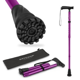 GPTCAMP Walking Cane for Men & Women,T-Grip Handle Adjustable Canes | Collapsible & Folding Design, Anti-Slip Pivot Tip, Lightweight Durable Walking Sticks for Seniors & Adults（Purple）