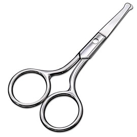 AsonTao Small Round Tip Nose Hair Scissors, Professional Grooming Scissors for Eyebrow, Nose, Ear Trimming, Silver, Stainless Steel