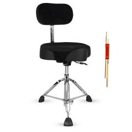 Drum Throne Adjustable 25 Inch With Backrest Padded Airlift Metal Drummer Stool Musical Instrument Accessory BlackColor: Cherry Color