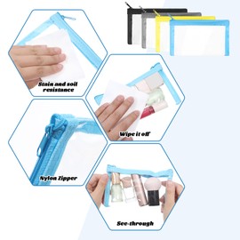 LIQWEI 4 Pcs Clear Makeup Bags With Zipper, Small Waterproof Clear Travel Organizer Pouch, Beauty Makeup Lipstick Cosmetic Accessories Coin Pouch for Daily Toiletries Travel Office Supplies