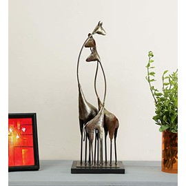 Vedas Exports Multicolour Metal & MDF Giraffe Set Figurine Showpiece Home Decor (Size 6.3 x 21 inches)