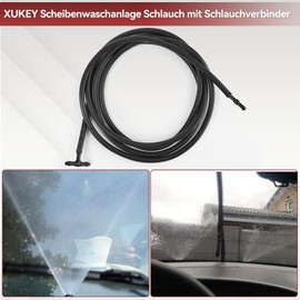 XUKEY Universal Scheibenwaschanlage Schlauch mit Schlauchverbinder, Wischwasserschlauch Reparaturset, 2M Gummischlauch mit 4 Stücke Schlauchverbinder, Isolierschlauch Automotive Unterdruckschlauch