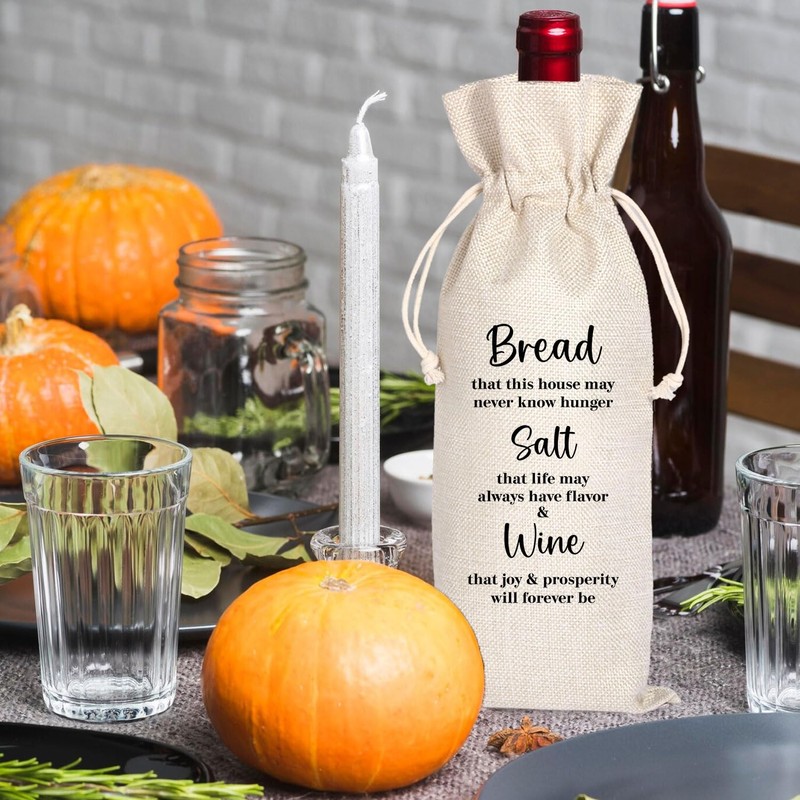 Maydvdv Hostess Gifts Wine Bag, Housewarming gift, Bread Salt Home