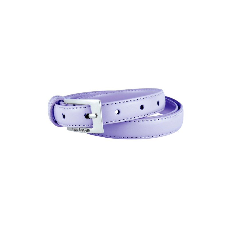 Biagiotti Women's Genuine Leather Thin Belt with Box, Violet 2