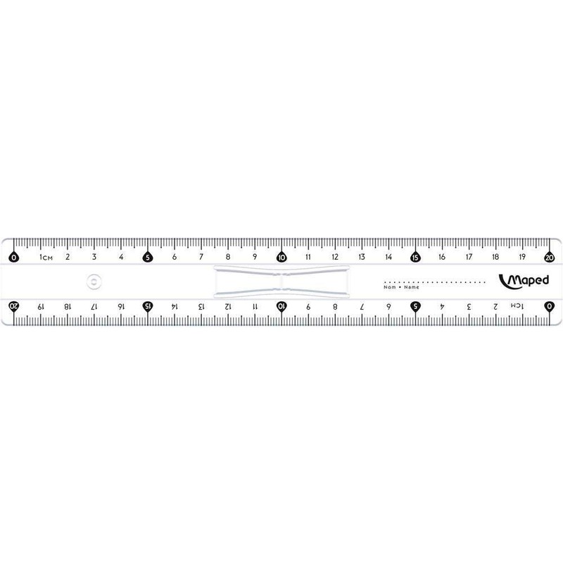 Maped 3 x 20cm Plastic Flat Double Scale Ruler with