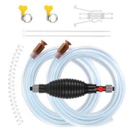 Watflow 10FT Siphon Components Kit, Portable Manual Oil Sucker Pump, with Hose, Hose Retainer Clip, Copper Jiggler, Zip Ties, Shut-off Valve & Spring for Efficient Liquid Transfer