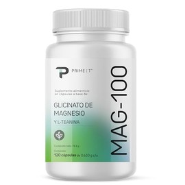 Primetech magnesio glicinato MAG-100, 120 cpsulas, combinacin de glicina con sales de magnesio, mejor absorcin y relajacin sin problemas...           