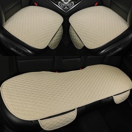 West Llama Linen Car Seat Covers,Bottom Seat Covers for Cars Include 1 Pair Front Driver Seat Pad Mat and 1 Rear Bench Cover for SUVs,Cars,Sedans(3Piece-Beige)
