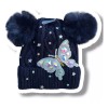 KH Gorro Dos Pompón Mariposa Brillos Dama Niña Afelpado