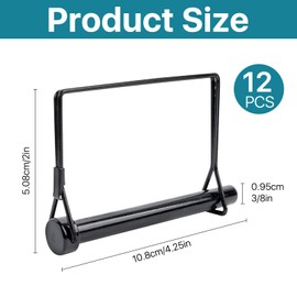 Worldity 12 Pcs Square Trailer Pin, 3/8 x 4.25 Inch Black Trailer Coupler Pin, Carbon Steel Heavy Duty Locking Pin for PTO Shaft, RVs, Boats, Farm Trailers, Lawn Mower, Towing Equipment