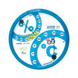 シンワ 温湿度計 F-2 環境管理 丸型 15cm アクアブルー 70501
