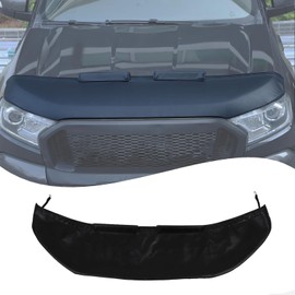 Black Leather Front Hood Cover Engine End Bra Protector Compatible with Ford Ranger 2015-2021 Car Engine Hood Cover,Front Hood Cover Bra Protector Cover