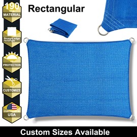 6' x 10' Blue Straight Edge Sun Shade Sail, Rectangle Awning Outdoor Shade Cloth Pergola Cover UV Block Fabric- Customized